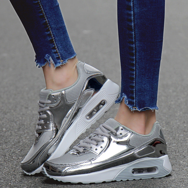 Women‘s Air Booster Walking Shoes Shiny Silver