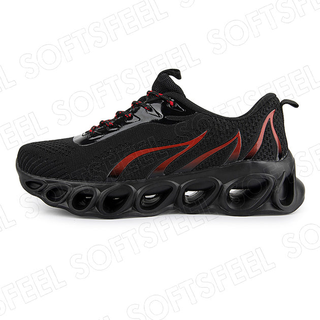 Softsfeel Men's Relieve Foot Pain Perfect Walking Shoes Black Red
