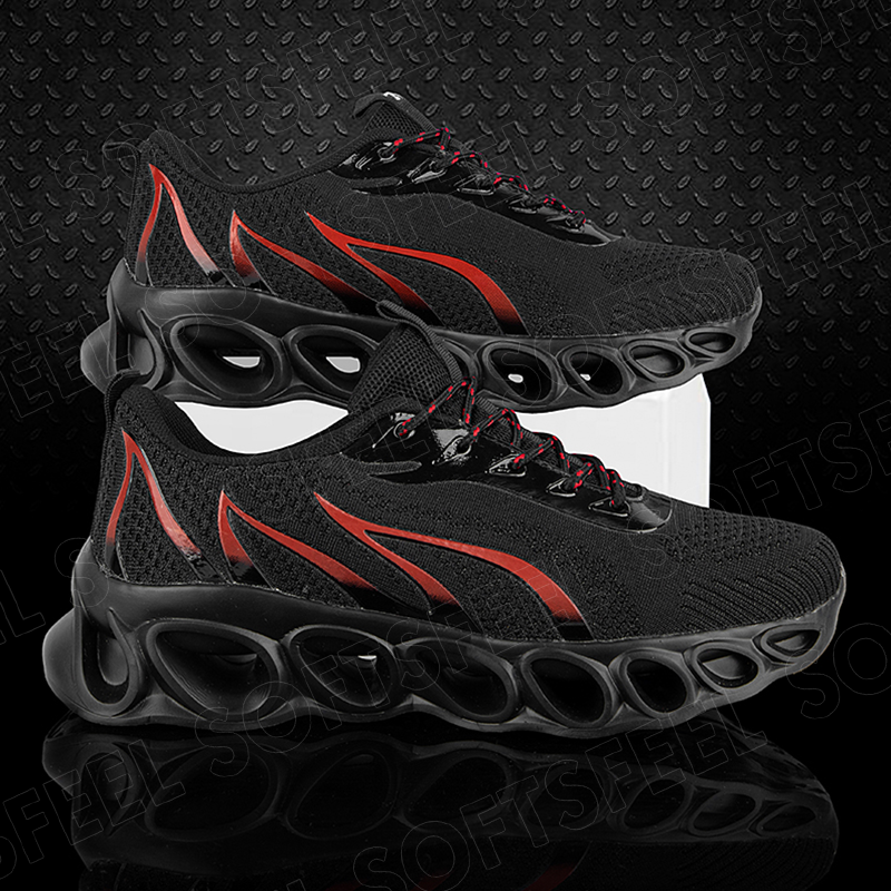 Softsfeel Men's Relieve Foot Pain Perfect Walking Shoes - Black Red