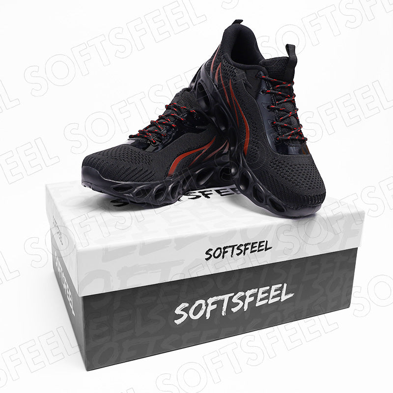 Softsfeel Men's Relieve Foot Pain Perfect Walking Shoes - Black Red