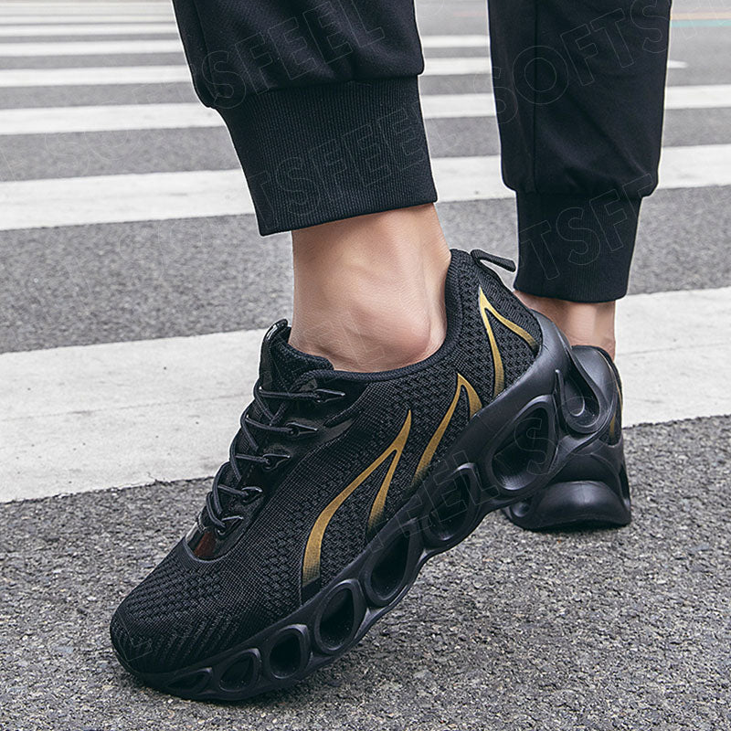 Softsfeel Men's Relieve Foot Pain Perfect Walking Shoes - Black Gold
