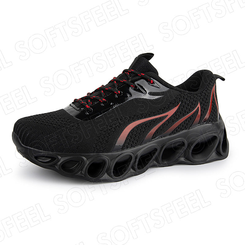 Softsfeel Men's Relieve Foot Pain Perfect Walking Shoes - Black Red