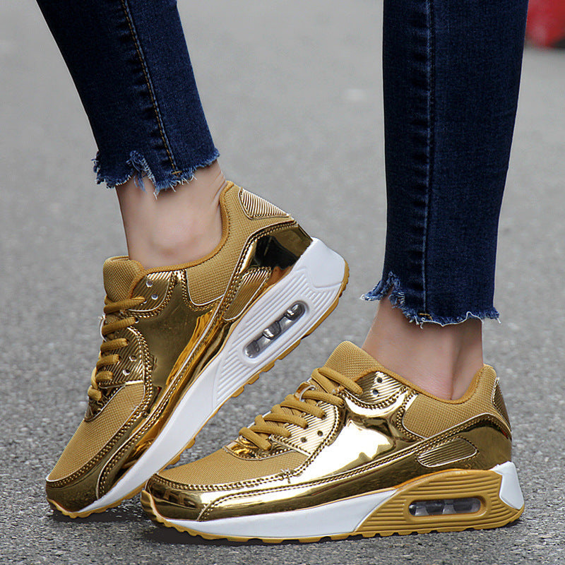Women‘s Air Booster Walking Shoes Shiny Gold