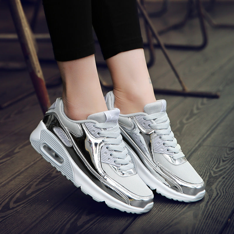 Women‘s Air Booster Walking Shoes Shiny Silver