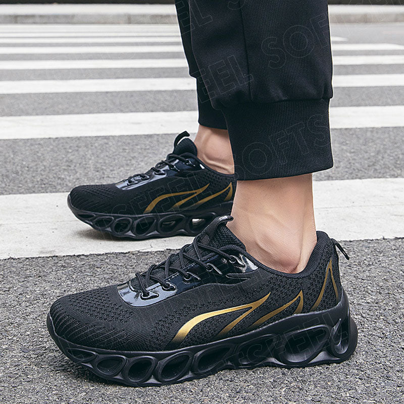 Softsfeel Men's Relieve Foot Pain Perfect Walking Shoes - Black Gold