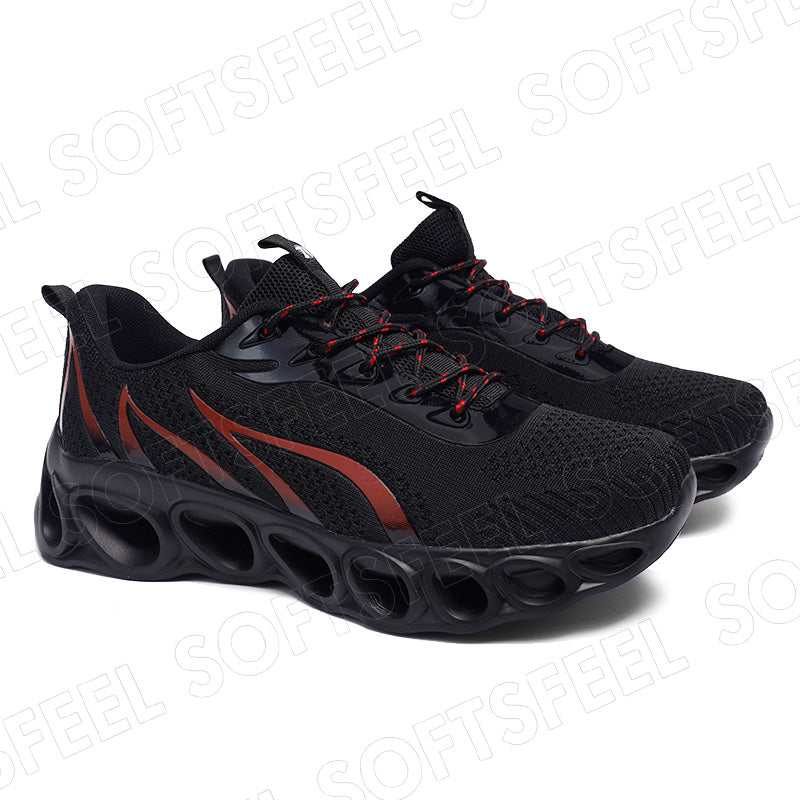 Softsfeel Men's Relieve Foot Pain Perfect Walking Shoes - Black Red