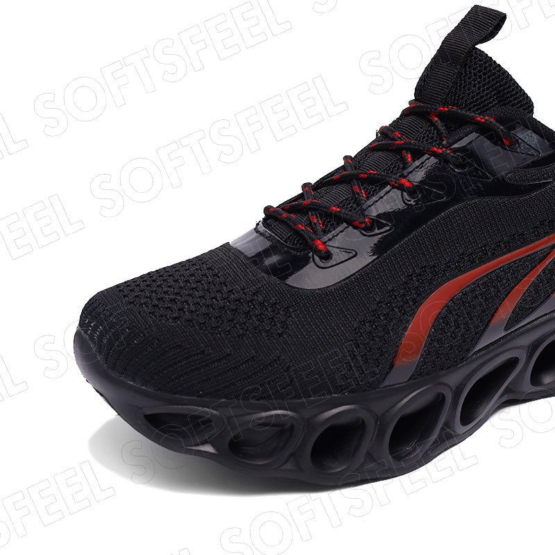 Softsfeel Men's Relieve Foot Pain Perfect Walking Shoes - Black Red