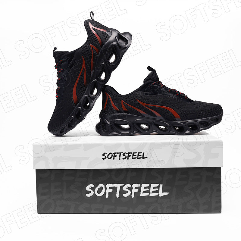 Softsfeel Men's Relieve Foot Pain Perfect Walking Shoes - Black Red