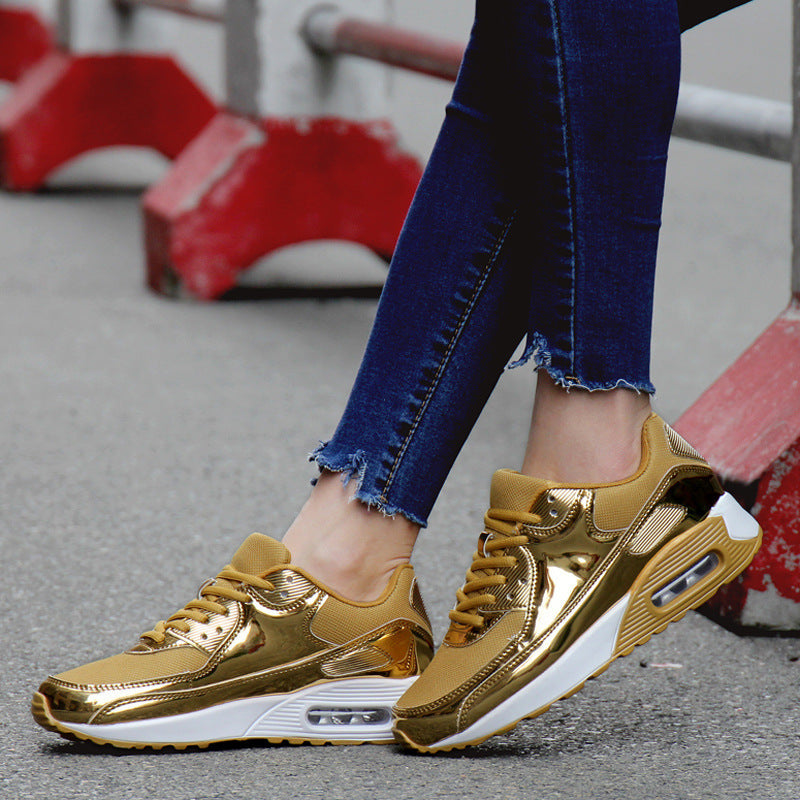 Women‘s Air Booster Walking Shoes Shiny Gold