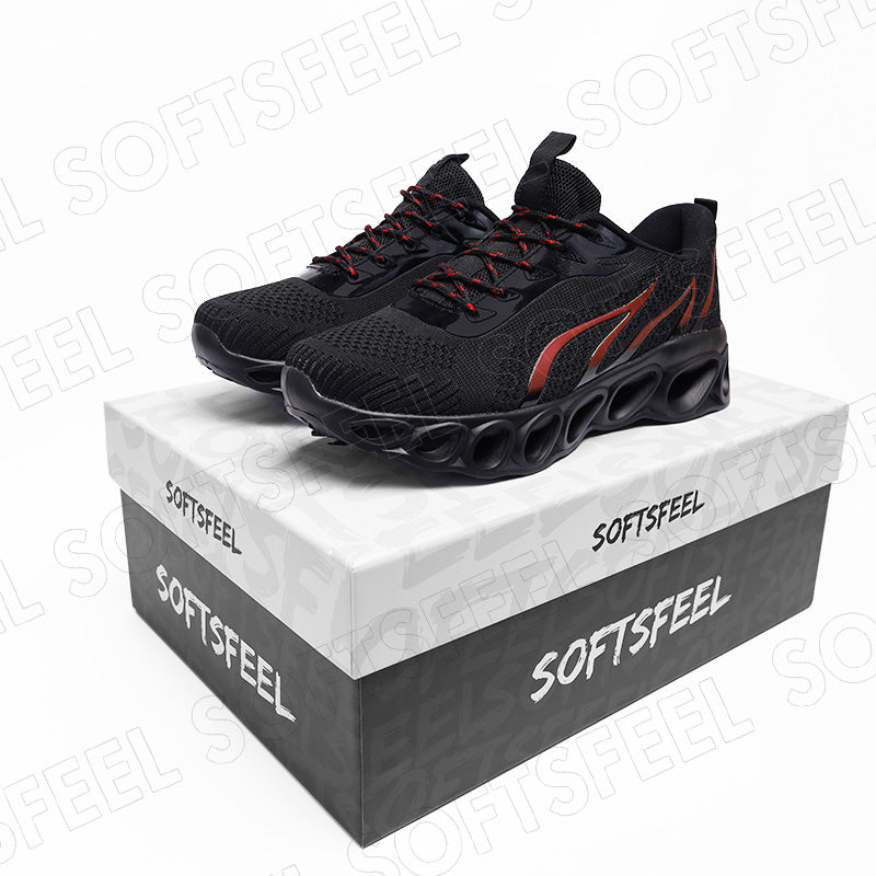 Softsfeel Men's Relieve Foot Pain Perfect Walking Shoes - Black Red