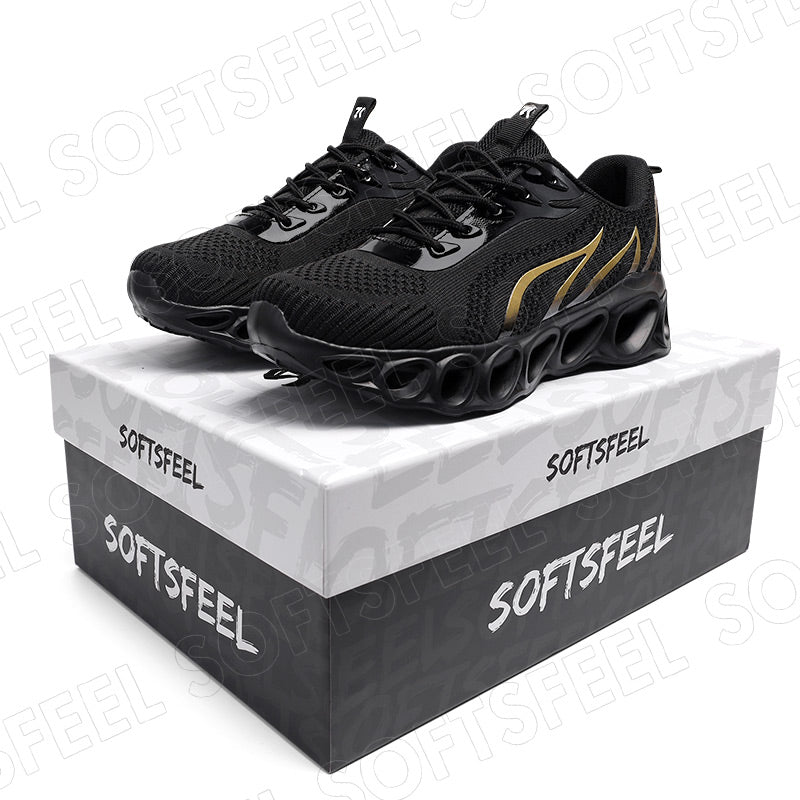 Softsfeel Men's Relieve Foot Pain Perfect Walking Shoes - Black Gold