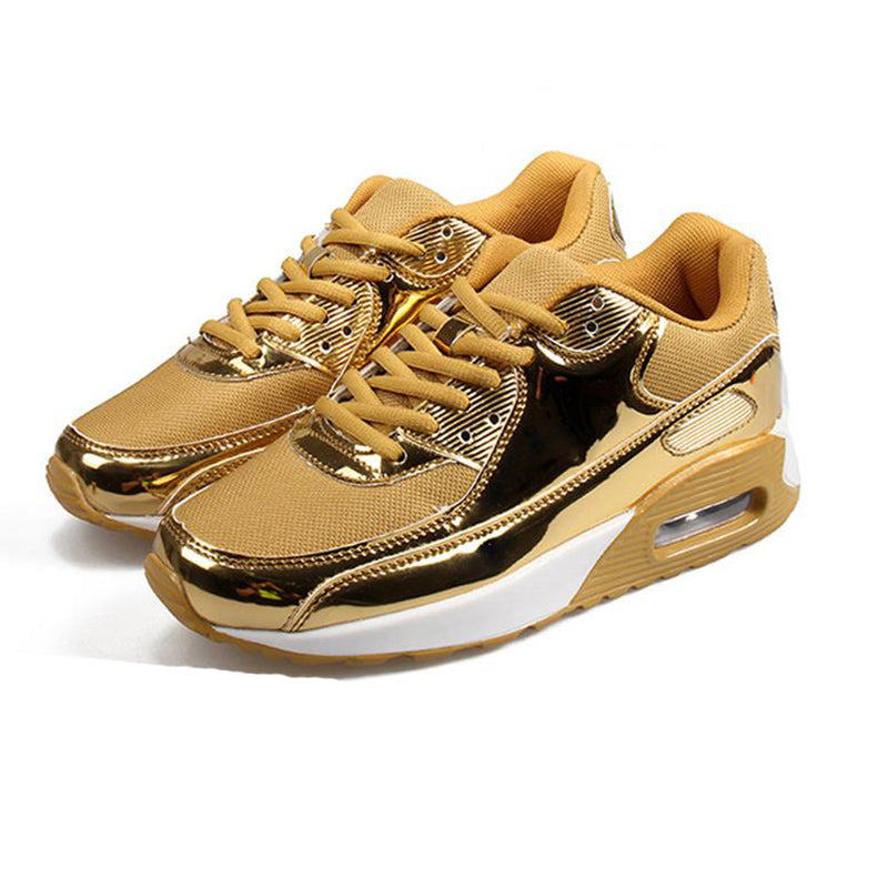 Men‘s Air Booster Walking Shoes Shiny Gold