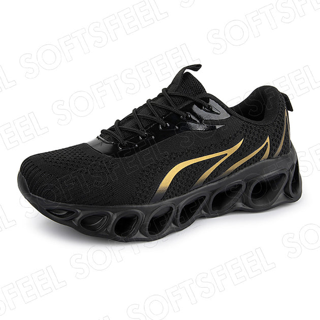 Softsfeel Men's Relieve Foot Pain Perfect Walking Shoes - Black Gold