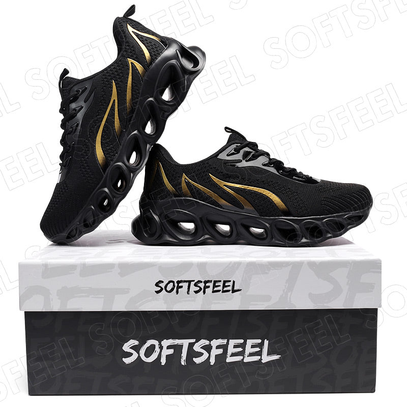 Softsfeel Men's Relieve Foot Pain Perfect Walking Shoes - Black Gold