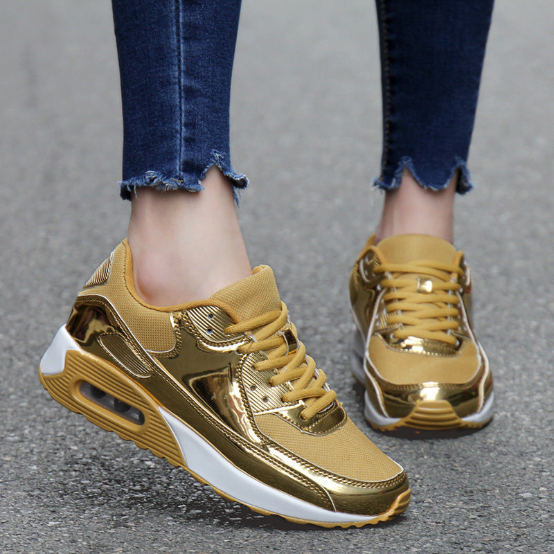 Women‘s Air Booster Walking Shoes Shiny Gold